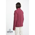 thumbnail image 3 of Aran Button Neck Merino Wool Cardigan Women's Irish Asymmetrical Multi Cable Knitted Sweater Made in Ireland, 3 of 6