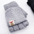 thumbnail image 3 of Otqutp Convertible Mittens Kids Knitted Warm Fingerless Gloves Toddler Cute Gloves with Mitten Cover for Boys Girls Over 12 Years(Grey,One Size), 3 of 4