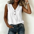 thumbnail image 5 of Pounoo Tank Tops for Women V Neck Sleeveless Button Front Plain Detail Loose Fit Shirts Casual Daily Lightweight Camisoles, 5 of 10