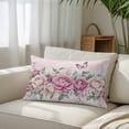 thumbnail image 3 of Watercolor Pink Floral Standard Size Pillow Cover,Pillowcase Protectors with Zipper,Breathable Decorative Throw Pillow Case Cover,Spring Romantic Roses Butterfly Pillow Shams for Couch Sofa 20x26Inch, 3 of 8