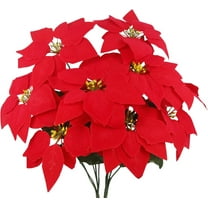 2Pack Artificial Poinsettia Bushes,Tutuviw 17in Red 7 Stems Velvet Poinsettia Floral,Christmas Artificial Poinsettia Flowers for Indoor Outdoor Christmas Xmas Tree Ornament Home Porch Decorations