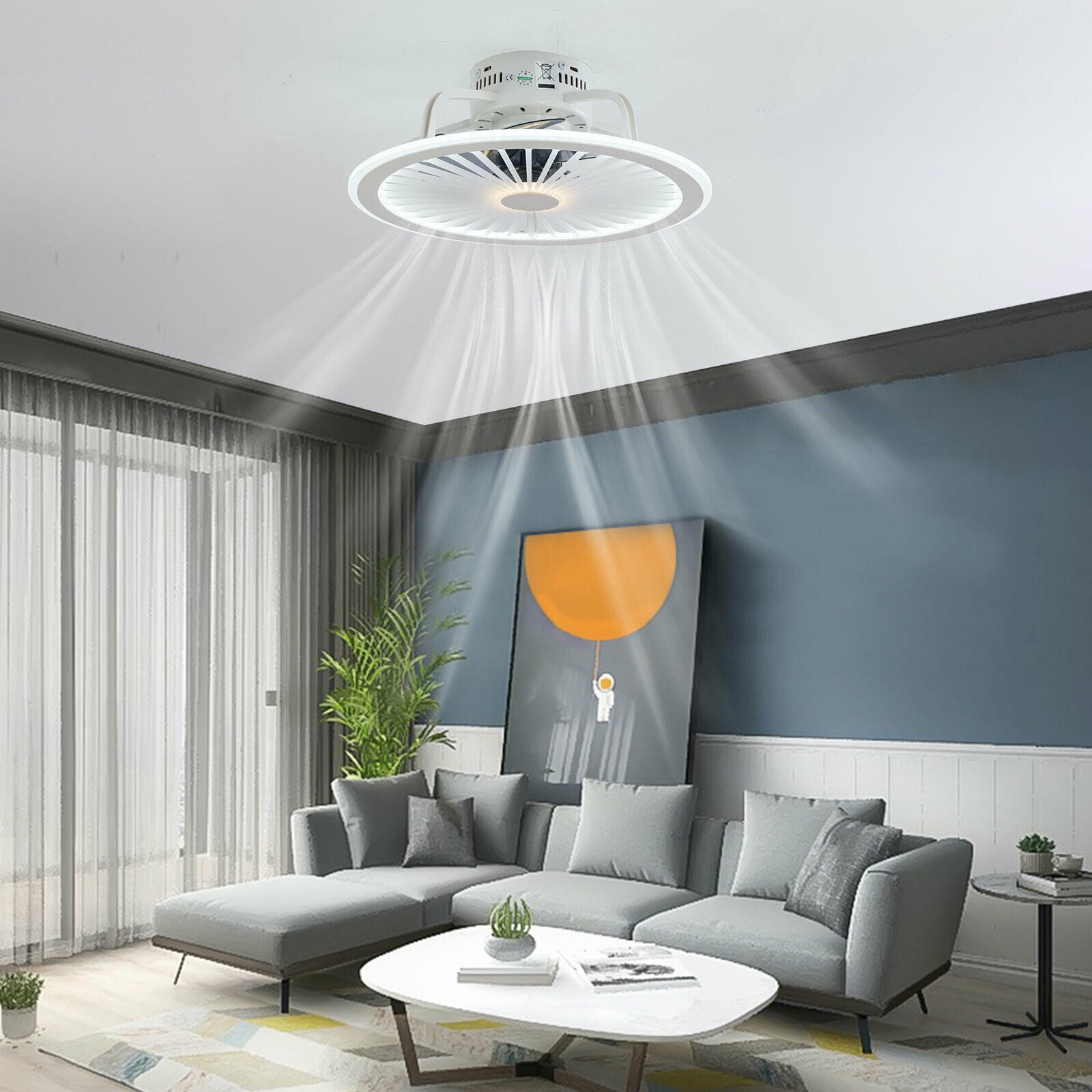 Details about   48W Ceiling Fan Light Modern LED Chandelier With Remote Control & Silent Motor 