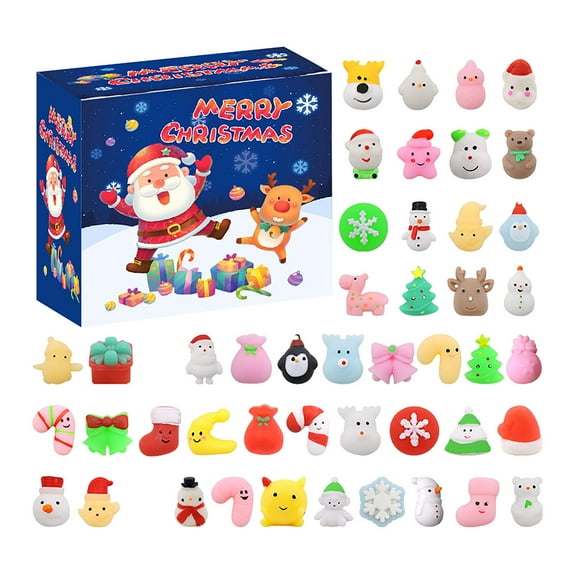 Christmas DIY Santa TPR Snow Dumplings Playset – Advent Calendar Toy Set with 48 Surprises, Holiday Countdown Gift for Kids