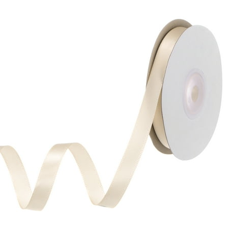Beige Satin Ribbon 25 Yards 0.39" Wide Polyester Fabric Ribbon for Decoration