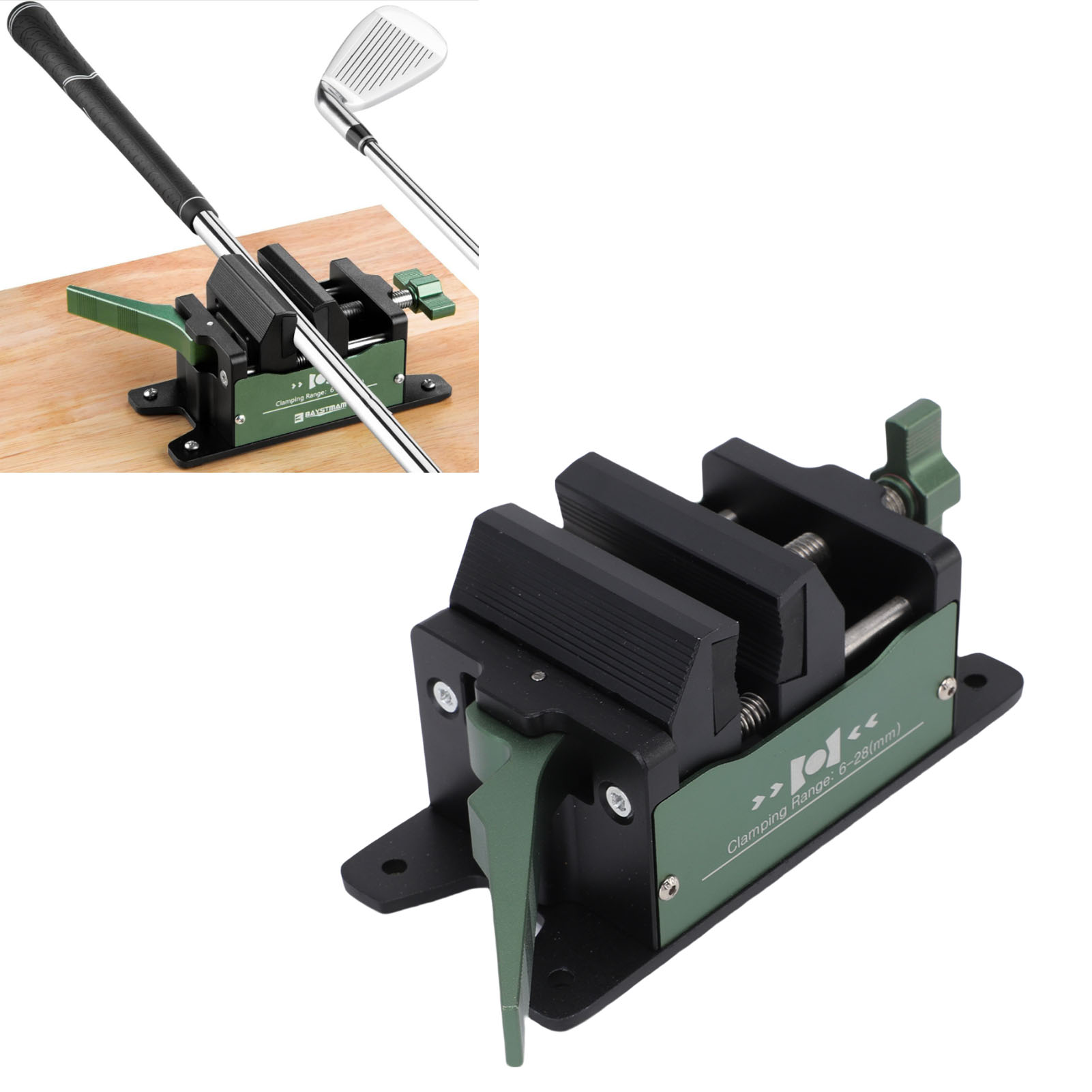 Rupoun Professional Golf Club Shaft Vice Clamp, Aluminum Alloy Anti-Slip Quick Release Shaft Vice Regripping Clamp Tool for Grip Replacement & Repair