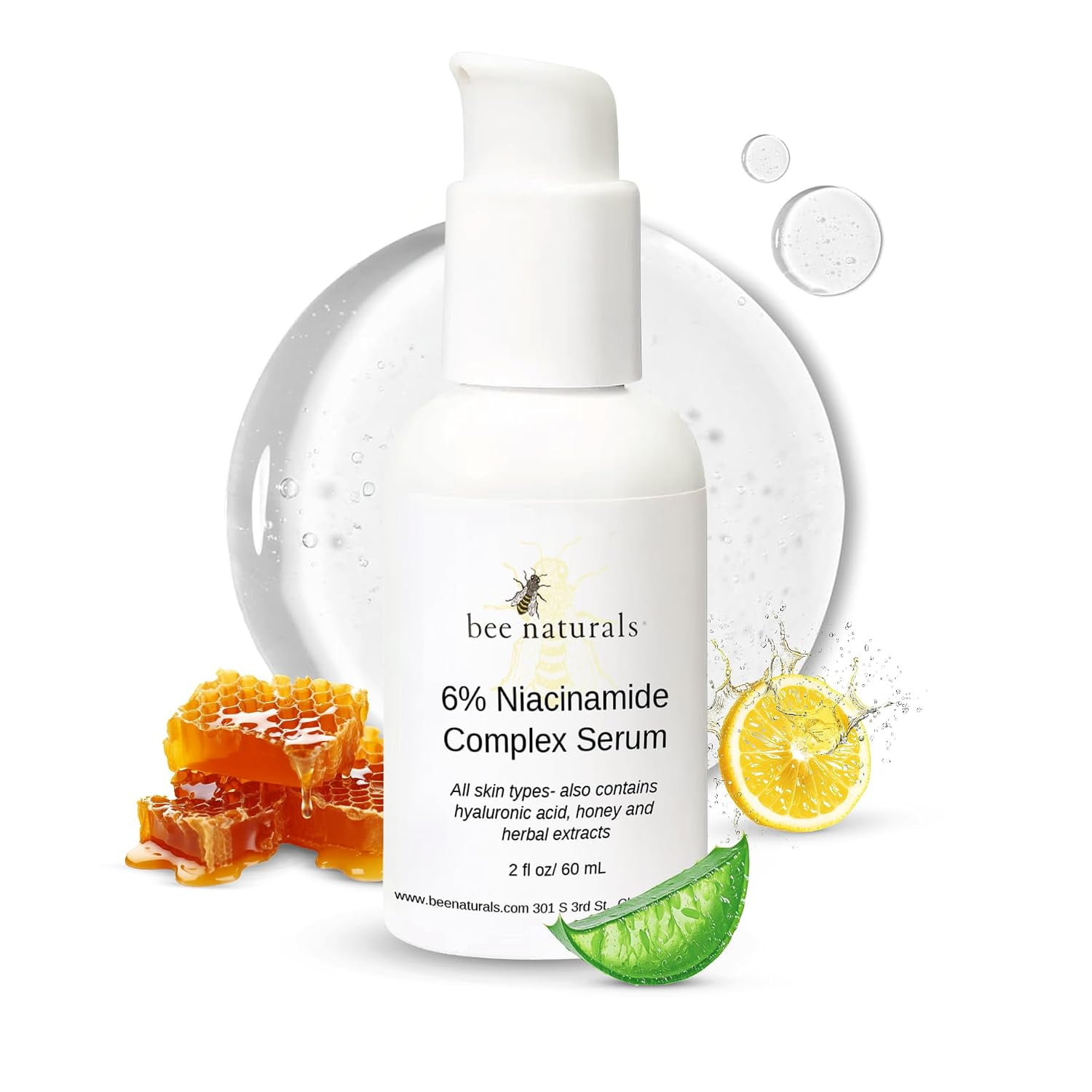 6% Niacinamide Complex Serum for Face with Hyaluronic Acid & Honey, Hydrating Facial Serum for Skin Even Tone – Anti-Aging for All Skin Types 2 fl oz