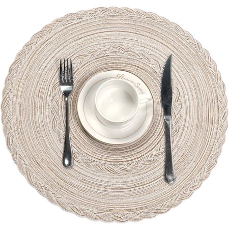 Round Placemats Set Of 4 Braided Bordered For Dining Tables Wedding Holiday Party Ivory Canada Round Placemats Set Of 4 Braided, Round Table Mats