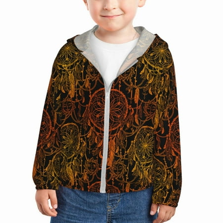 

Lukts Orange Dreamcatcher Print Children s Long-Sleeved Sun Protection Clothing Hooded Sweatshirts for Boys and Girls Outdoor Sports-2 Years