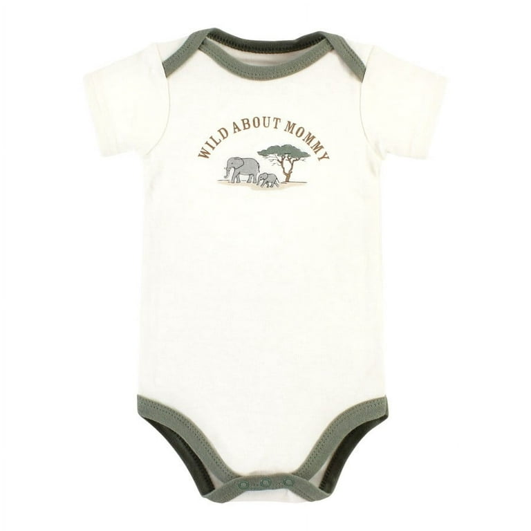 Hudson Baby Cotton Bodysuits, Going On Safari 5-Pack, 12-18 Months