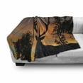 thumbnail image 2 of Antlers Soft Flannel Fleece Throw Blanket, Black Deer on Sky Background West Coast South Island New Zealand Nature, Cozy Plush for Indoor and Outdoor Use, 50" x 60", Seal Brown Marigold, by Ambesonne, 2 of 5