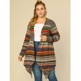 thumbnail image 4 of GRACE & GRANDEUR Women's Plus Size Color Block Striped Open Front Cardigan, 4 of 6
