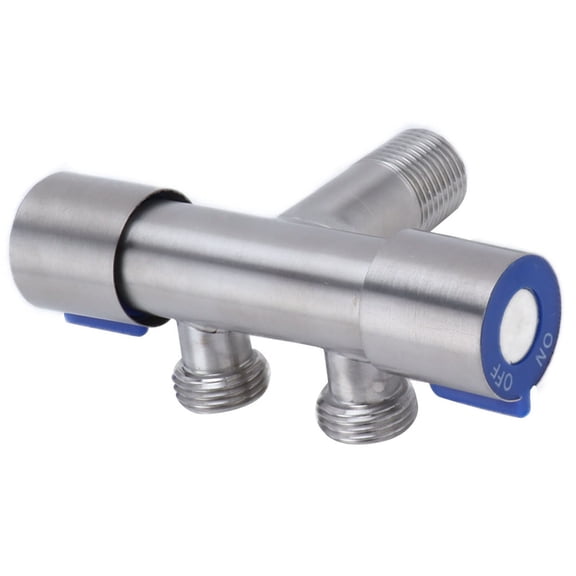 Octpeak G1/2 Stainless Steel 1 Inlet 2 Outlet Angle Valve Double Handle Double Control Cold Water Tap,3 Ways Valve,Bathroom Accessories