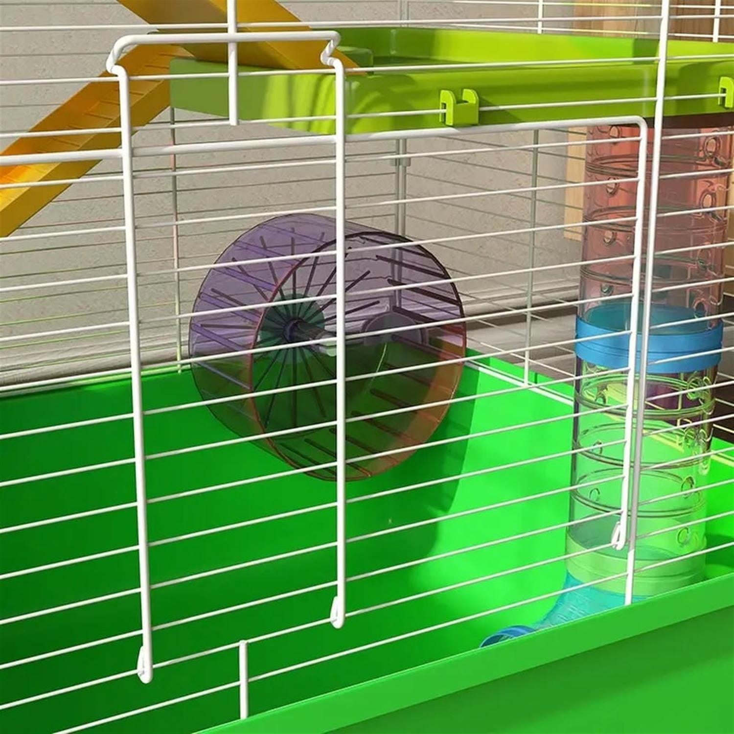 Kadyn 23" 5 Tiers Hamster Cage, Rodent Gerbil Mouse Mice Rat Wire Cage with Exercise Wheels and Water Bottle for Small Animal Habitats, Green