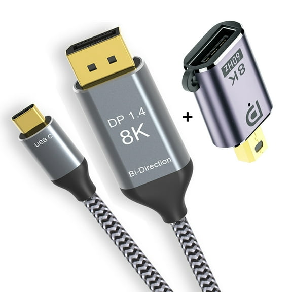 FVH Reversible Mini DisplayPort DP Source to USB 3.1 Type C USB-C Displays Male 8K HDTV Cable for Laptop Monitor 1.8m