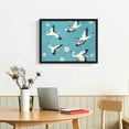 thumbnail image 2 of Nawypu  Framed Canvas Print Wall Art Preppy Room Decor Teal Sky Flying Crane Bird Pattern Animals Nature Decorative Multicolor Colorful Rustic for Living Room, Bedroom, Office, 2 of 4