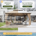 thumbnail image 3 of Aoxun 10x12 FT Outdoor Gazebo with Double Roof, Heavy-Duty Metal Frame Canopy featuring Privacy Screen for Patio, Garden, Deck and Backyard (Beige), 3 of 7