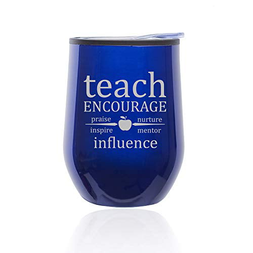 Stemless Wine Tumbler Coffee Travel Mug Glass Teach Encourage Influence Teacher 