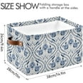 thumbnail image 3 of Foldable Storage Bins Blue Paisley Fabric Storage Baskets Collapsible Decorative Baskets Closet Organizer Bins with PU Handles for Shelves Home Closet Bedroom Living Room-1Pack Decor Gifts, 3 of 7