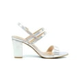 thumbnail image 6 of BLISSFUL STEP Women's Slingback Block Heel Ankle Strap Sandals Silver 8, 6 of 8