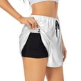 thumbnail image 3 of Lsque White Printed Women's Running Shorts with Liner Pockets,Elastic Quick Dry Workout Athletic Gym Yoga Shorts,Womens High Waist Shorts-XX-Large, 3 of 9