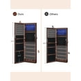 thumbnail image 6 of SONGMICS 6 LEDs Mirror Jewelry Cabinet 47.2-Inch Tall Lockable Wall/Door Mounted Jewelry Armoire Makeup Perfume Holder Organizer with Mirror Makeup Perfume 2 Drawers Dark Brown, 6 of 8