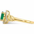 thumbnail image 4 of 10K Yellow Gold Emerald And Diamond Ring (Size 7) Made In India 10xb302, 4 of 5