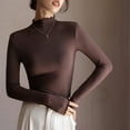 thumbnail image 4 of Gyexs Womens Turtleneck Long Sleeve Shirts Neck Fall Fashion Basic Slim Fit Fall Winter Thermal Underwear Tops Coffee, Size M, 4 of 5