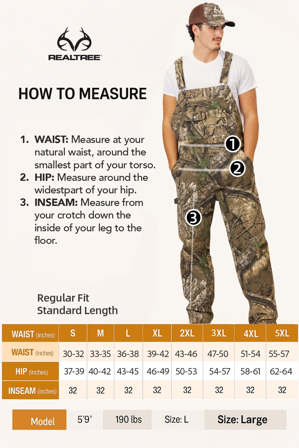Realtree Men's Camo Hunting Cotton Bib Overalls, All-season Uninsulated Camouflage Bib Overalls for Outdoor Activities | Size 3X