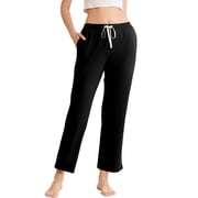 HEARTNICE Womens Pajama Pants, Soft Lounge Sleep Pants with Pockets Long Modal Pj Bottoms (BLACK, L)