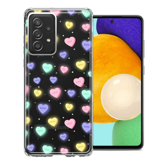 MUNDAZE For Samsung Galaxy A72 Valentine's Day Heart Candies Polkadots Design Double Layer Phone Case Cover