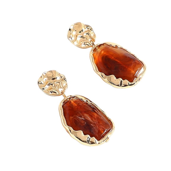 SOHI Women's Brown Dented Drop Earrings