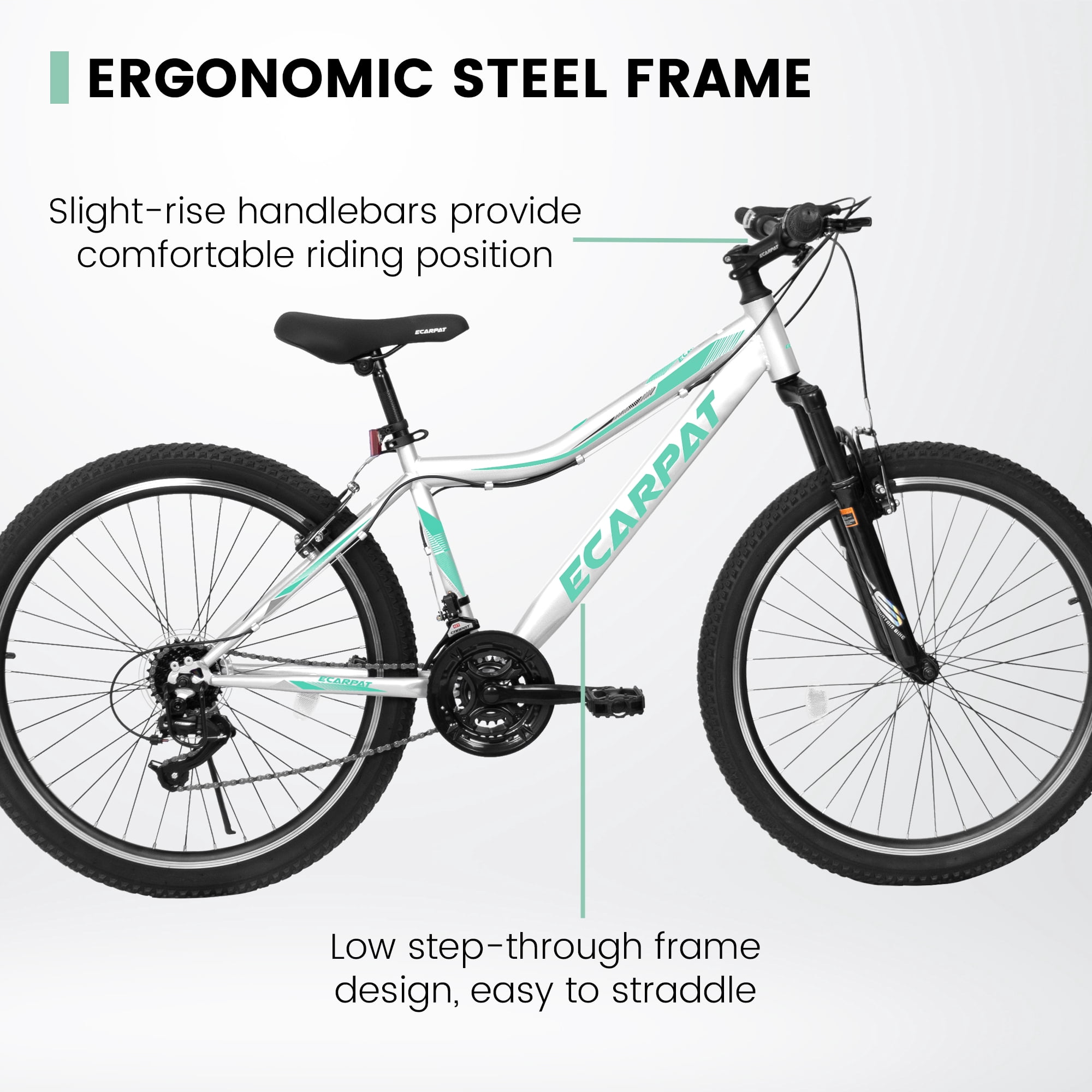 Women's Mountain Bike 24 Inch Wheels, 21-Speed Trail Commuter City Mountain Bikes, 15" Carbon Steel Frame, Female Women Bicycles V-Brakes Front Fork Suspension Twist Grip Shifter