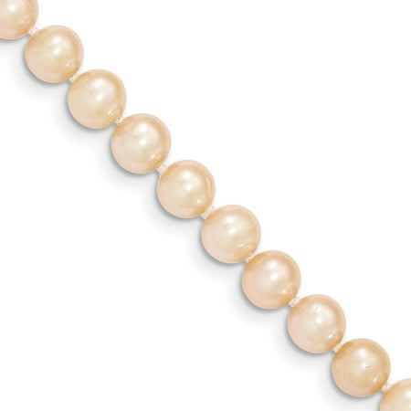 14K Yellow Gold Gold 6-7mm Egg Pink FW Cultured Pearl Necklace 14 Inch