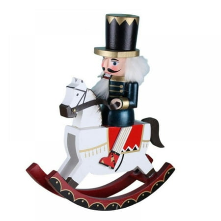 

Wooden Rocking Horse Nutcracker 12-Inch Nutcracker Figure on Rocking Horse Christmas Decoration
