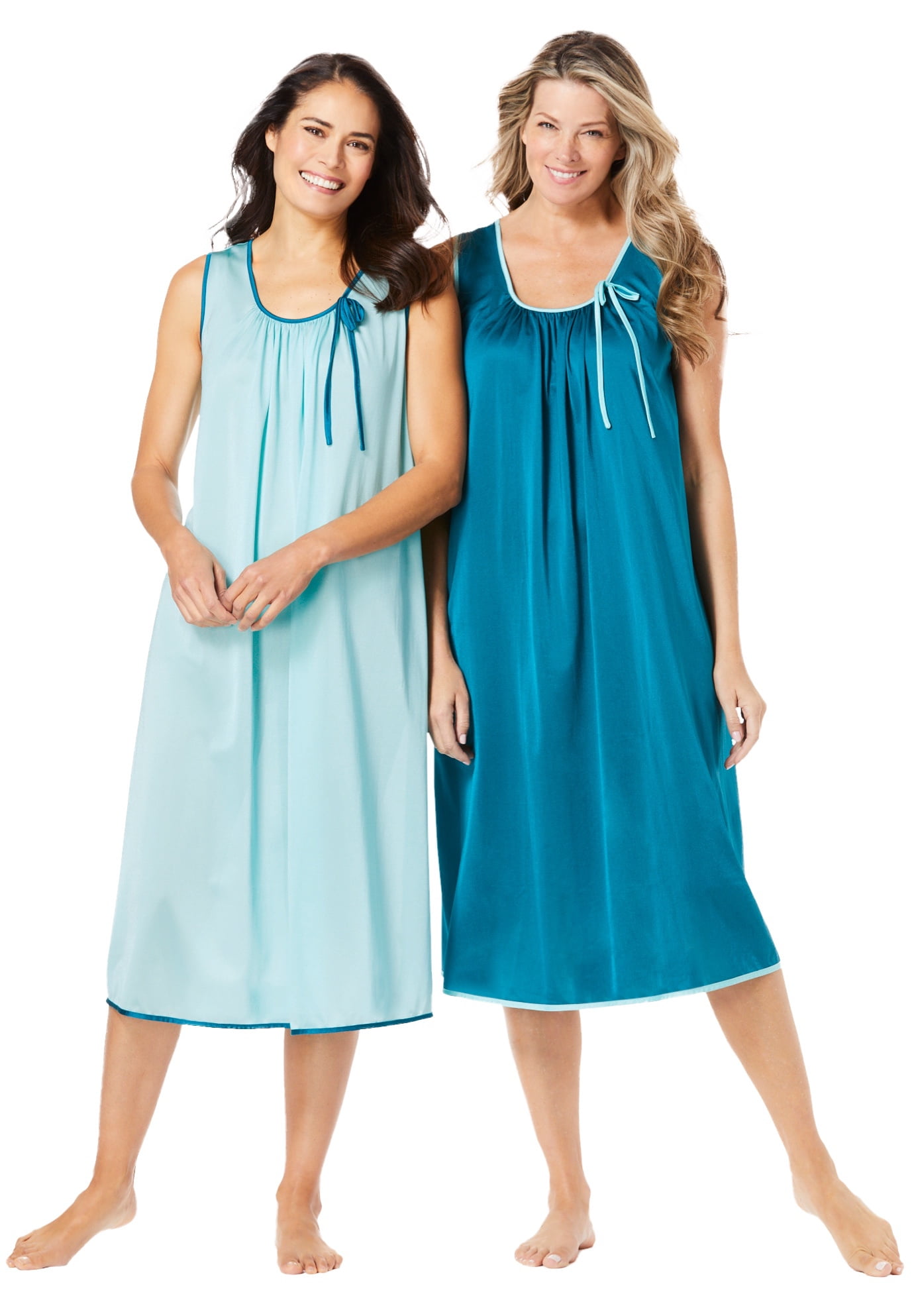 Only Necessities Women's Plus Size 2Pack Sleeveless Nightgown