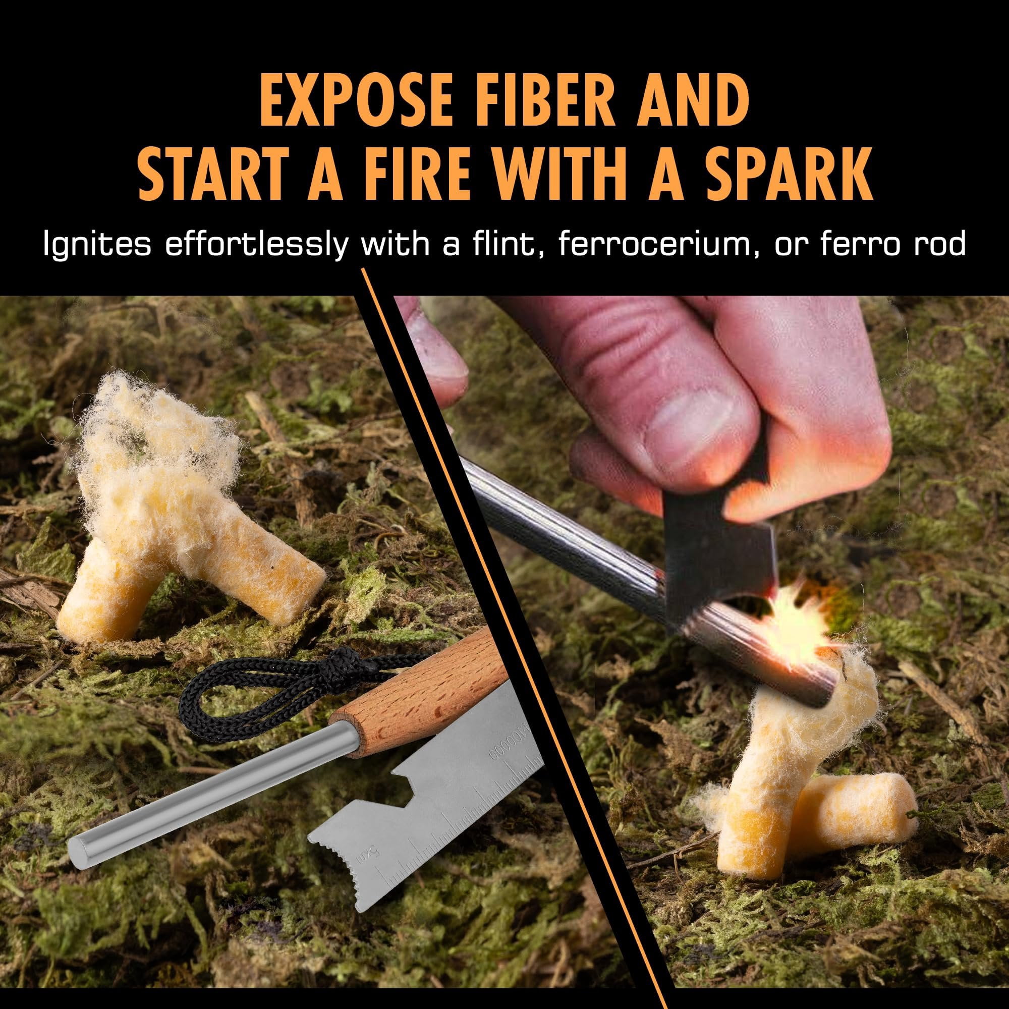 Fireflame Fire Plugs Fire Starter - Quick Instant 100% Waterproof All-Purpose Indoor & Outdoor Firestarter Tinder Tabs, for Emergency Survival, Charcoal Grill - Odorless & Non-Toxic - Total 100 Plugs