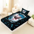 thumbnail image 4 of Castle Fairy Baseball Glove Print Twin Sheets 3pcs, Graffiti Stars Print Bedding, Black Blue White,1 Fitted Sheet, 1 Flat Sheet and 1 Pillowcase, 4 of 6