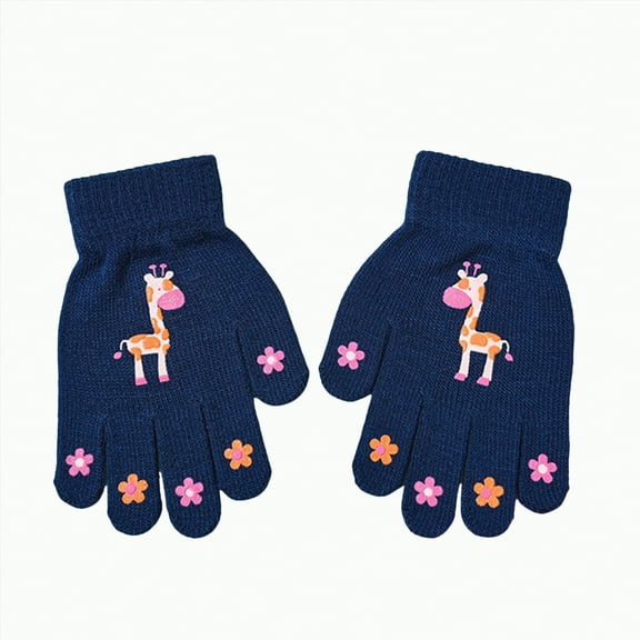 UAYOTSE Kids Winter Knit Gloves Stretchy Full Finger Fluffy Mittens for Toddler Boys Girls,Sizes 4-8 Years