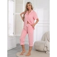 thumbnail image 7 of ANLIQI Women's Pajama Sets Modal Short Sleeve Button Down Sleepwear Summer Capri Soft Pajamas Set (Sage Green, Large), 7 of 7