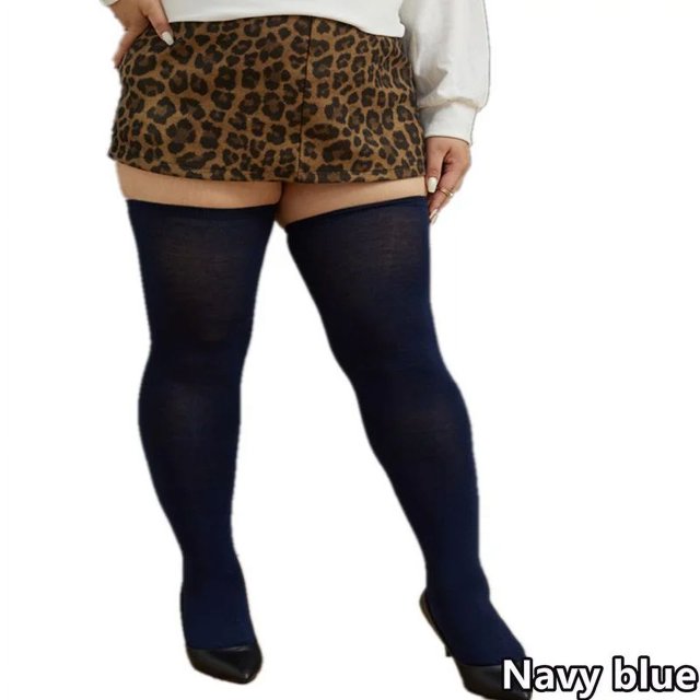Oversized Striped Over Knee Socks Plus Size Thigh High Socks XXXXL navy blue Plus size
