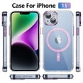 thumbnail image 2 of Bemz Magnetic Case for iPhone 15 with Camera Lens Protection (Compatible with MagSafe) Shockproof Reinforced Air Corner Transparent Cover, Tempered Glass Screen Protector (Magenta Pink), 2 of 8