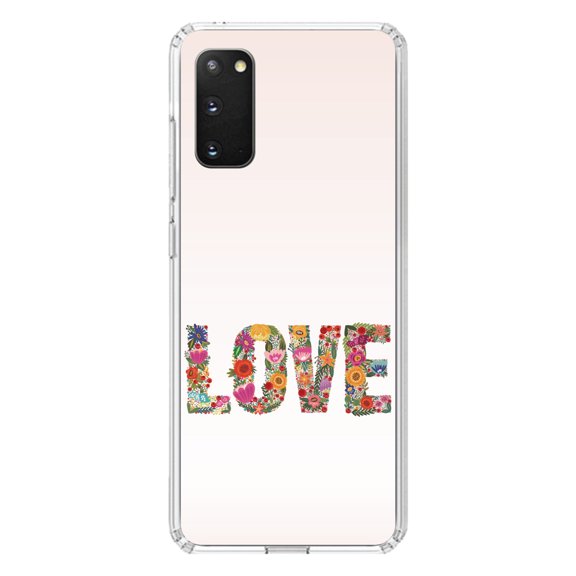 DistinctInk Clear Shockproof Hybrid Case for Galaxy S20 ULTRA / 5G (6.9" Screen) - TPU Bumper, Acrylic Back, Tempered Glass Screen Protector - Spring Collection - Floral LOVE Flowers