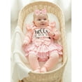 thumbnail image 3 of BemeyourBBs Newborn Hello I'm New Here Baby Girl Coming Home Outfits Letter Print Long Sleeve Romper Ruffle Shorts Skirt Headband Long Socks Set 4Pcs Spring Fall Winter Clothes, 3 of 9