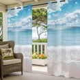 thumbnail image 3 of Ocean Beach Outdoor Curtains for Patio Waterproof,Windproof Privacy Curtains with Weighted Bottom,Natural Blue Sea Waves Sky Cloudy Scenery Outside Drapes for Picnic Garage Yard 54"x84" 2 Panel, 3 of 8