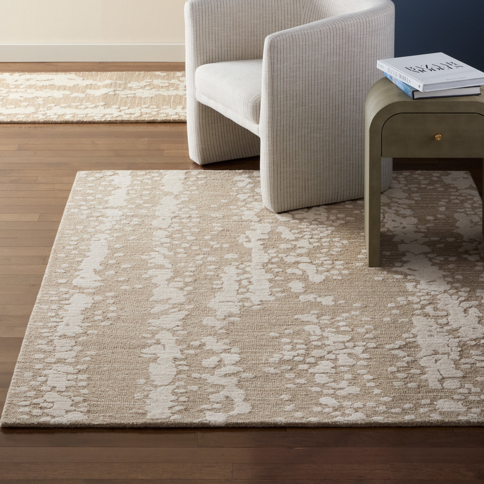 NICOLE MILLER NEW YORK Mod Weave Abstract Knotted Texture Handcrafted Area Rug, 100% Wool Rug, Taupe, 8'x10'