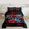 thumbnail image 3 of Homewish Red Blue Gamepad Full Size Comforter Sets, Neon Gradient Game Console Bedding Comforter Set, Cartoon Theme Reversible Bedding Sets, Microfiber Bedroom Decor, 3pcs, 3 of 9