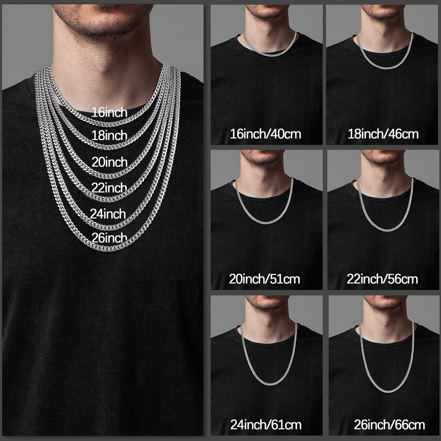 Italian Solid 18k Gold Over 925 Sterling Silver Chain Necklace for Men Women, 3.5mm, 5mm Diamond Cut Cuban Link Chain, Sturdy & Shiny & Not Easy to Fade & Comfortable 16 18 20 22 24 26 Inch