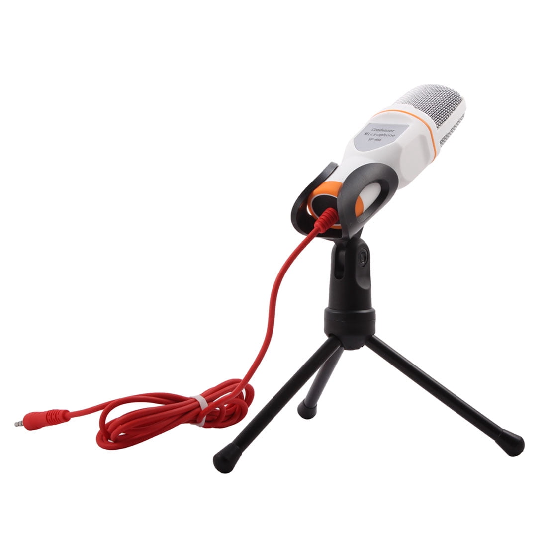 PC Computer Adjustable Stand 3.5mm Plug Stereo Condenser Sound Microphone White