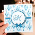 thumbnail image 7 of 3drose, Elegant Blue and Silver Heart Damask Monogram Letter M, 12 Greeting Cards with Envelopes, 7 of 7