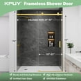 thumbnail image 3 of KPUY 49" - 54" x 76" Frameless Sliding Shower Door with 1/4" SGCC Tempered Clear Glass, Explosion-Proof Film Nano Coating, Brushed Gold, 3 of 10